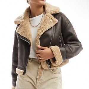 Cozy Brown Teddy Leather Jacket